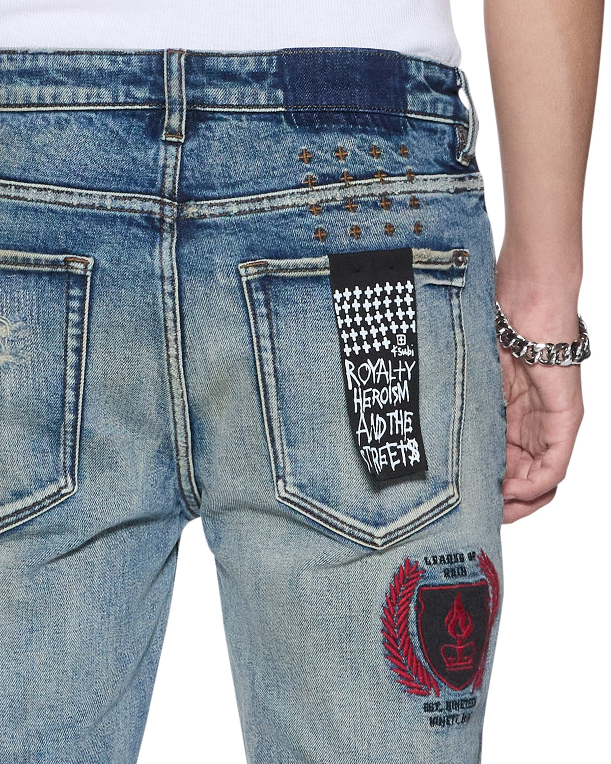 Mens Van Winkle Bleu Monday Repair Skinny Denim Jeans - Denim