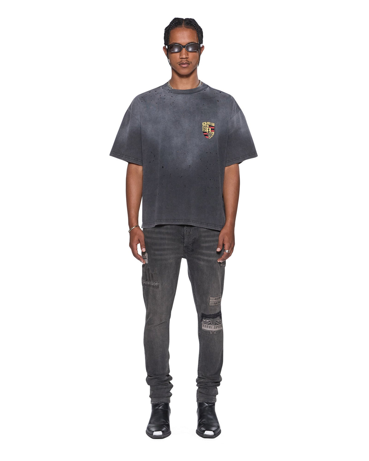 Mens Van Winkle Graphite Racer Skinny Denim Jeans - Grey