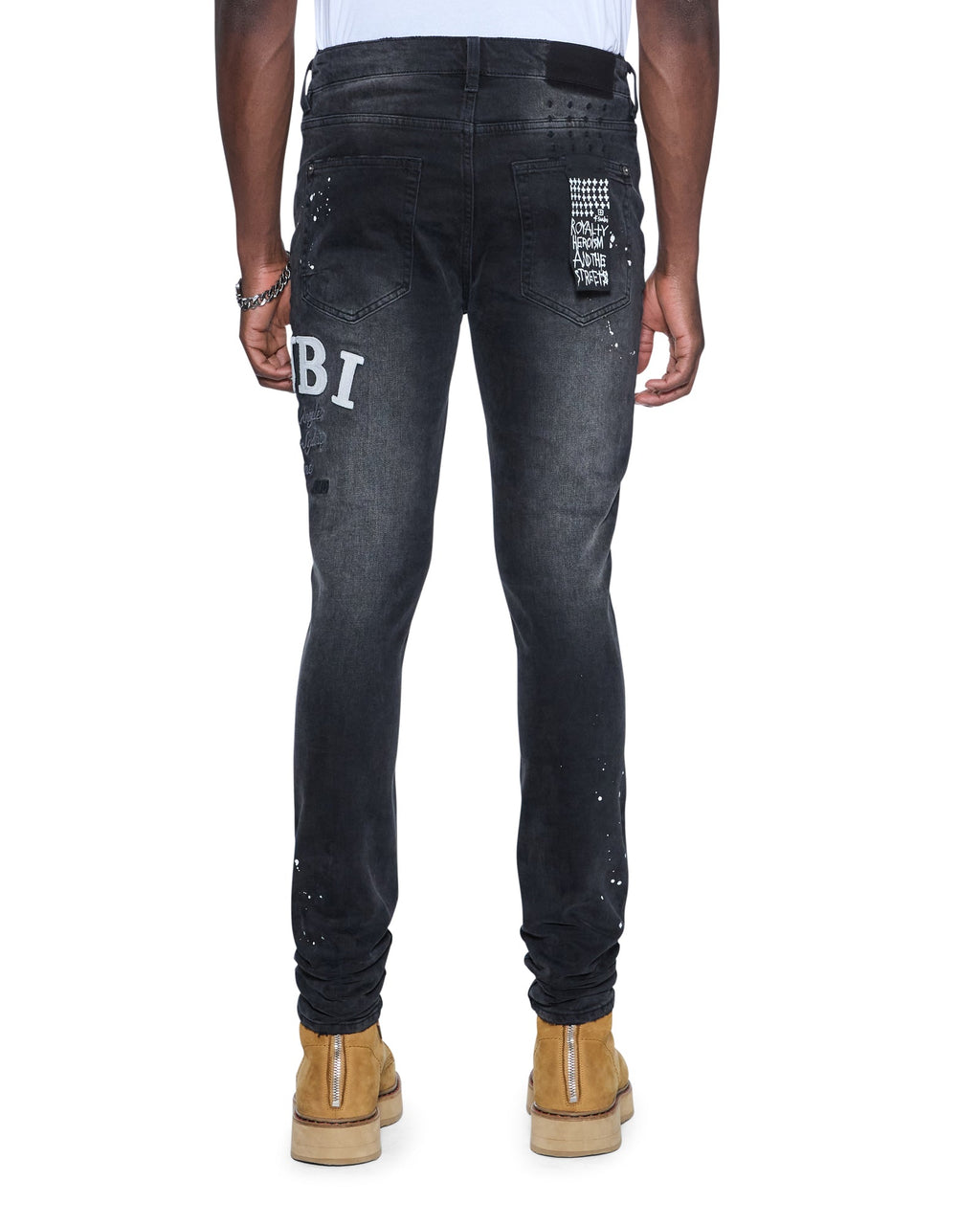 Mens Van Winkle Powder Grey Skinny Denim Jeans - Grey