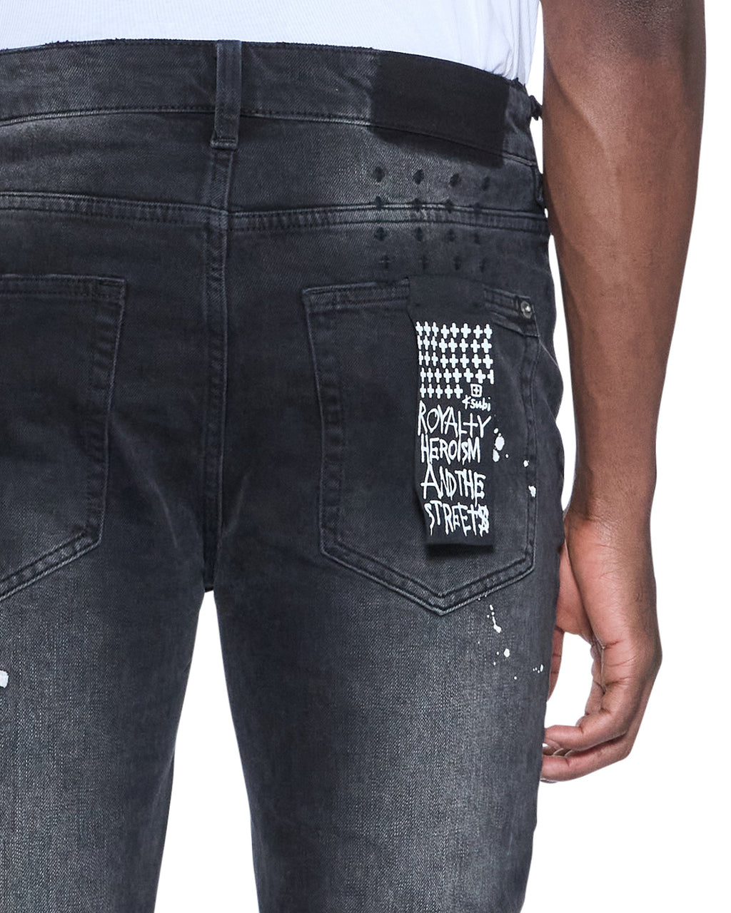Mens Van Winkle Powder Grey Skinny Denim Jeans - Grey