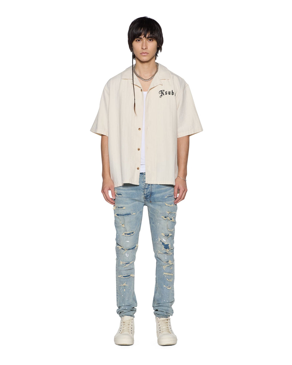Mens Van Winkle Scatter Blue Skinny Denim Jeans - Denim