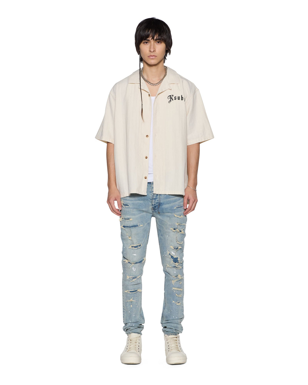 Mens Van Winkle Scatter Blue Skinny Denim Jeans - Denim