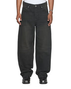 Mens Vorteks Graphite Barrel Leg Denim Jeans - Grey