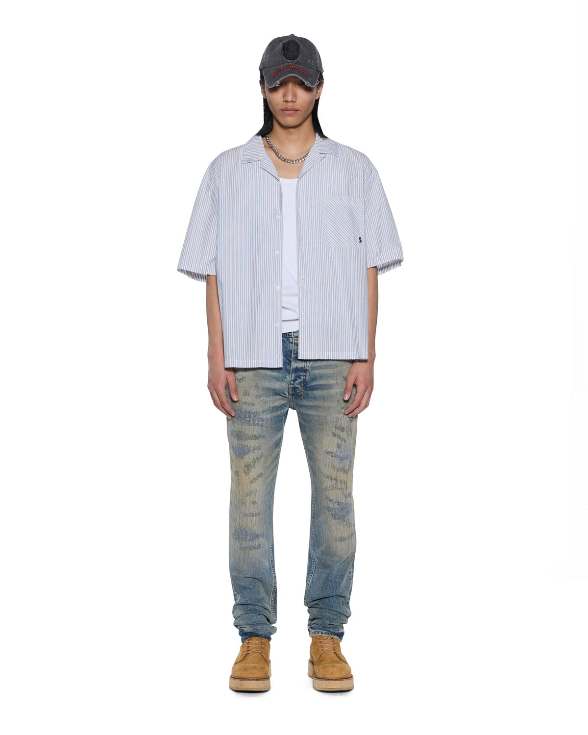 Mens Chitch Brooklyn Repair Slim Denim Jeans - Denim