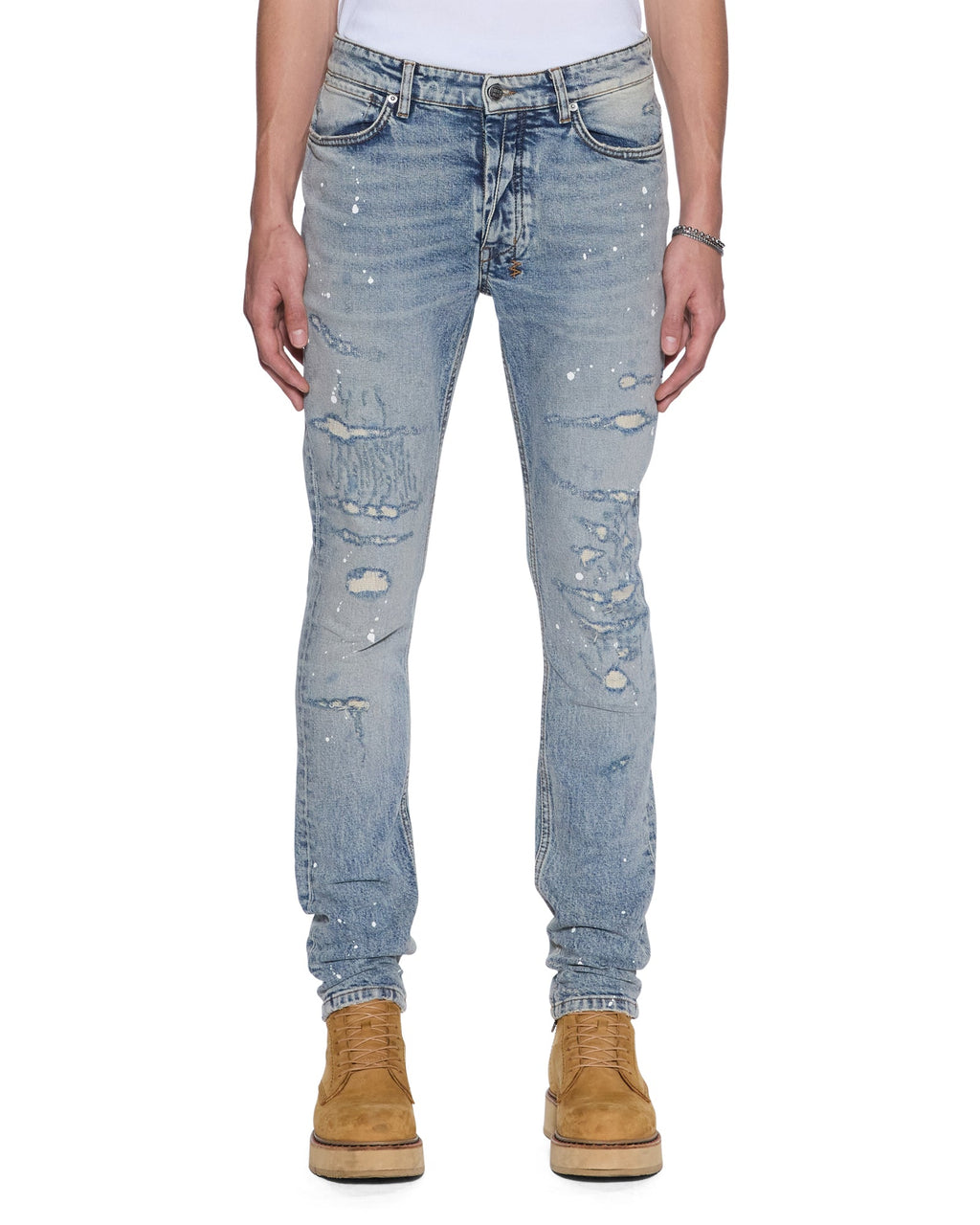Mens Van Winkle Paint Summer Blue Skinny Denim Jeans - Denim