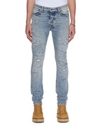 Mens Van Winkle Paint Summer Blue Skinny Denim Jeans - Denim