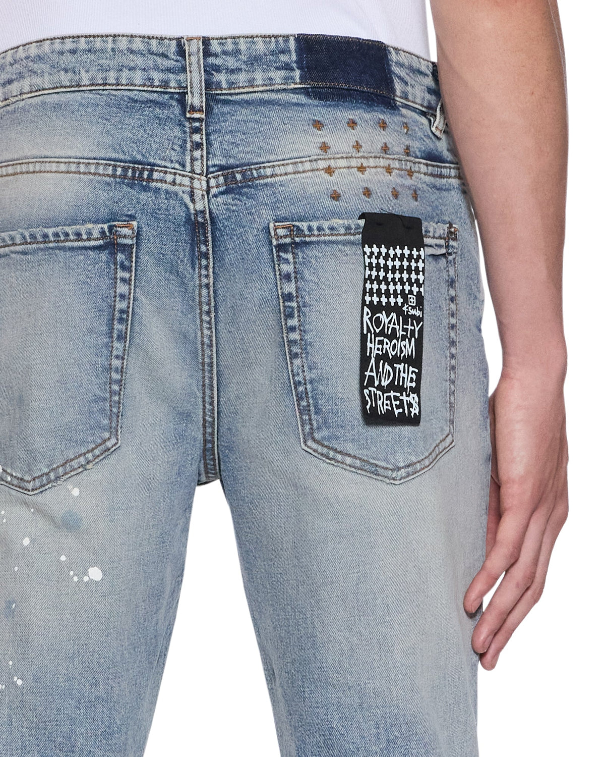Mens Van Winkle Paint Summer Blue Skinny Denim Jeans - Denim