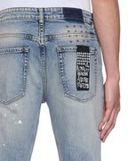 Mens Van Winkle Paint Summer Blue Skinny Denim Jeans - Denim