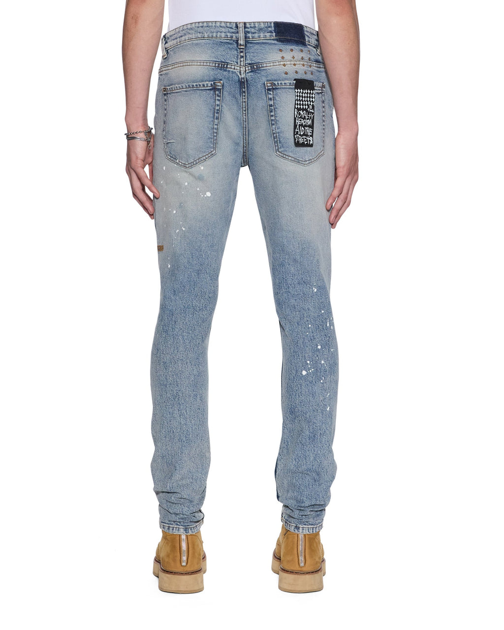 Mens Van Winkle Paint Summer Blue Skinny Denim Jeans - Denim