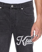 Mens Chitch Powder Grey Outfield Slim Denim Jeans - Grey