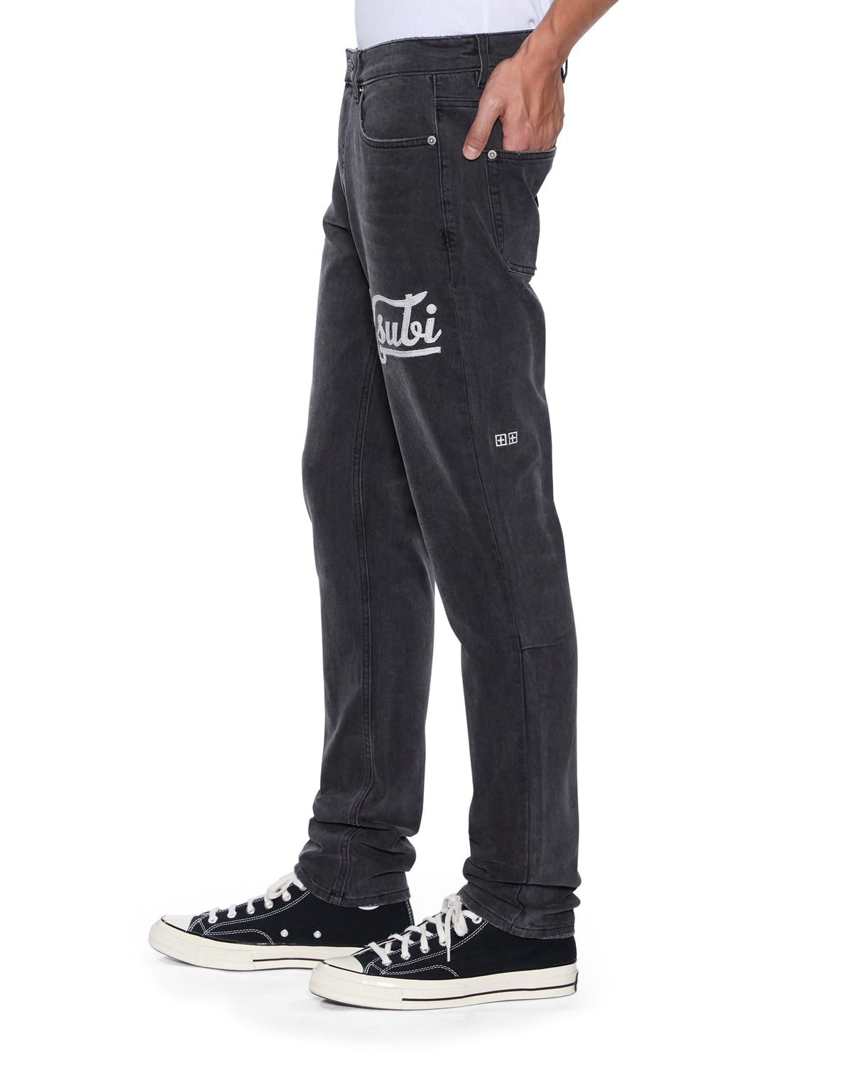 Mens Chitch Powder Grey Outfield Slim Denim Jeans - Grey