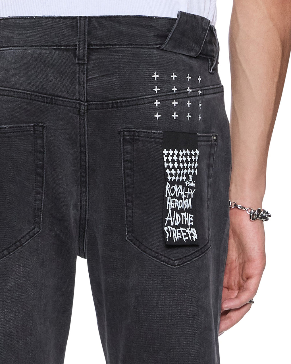 Mens Chitch Powder Grey Outfield Slim Denim Jeans - Grey