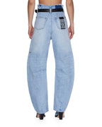 Womens Hi Barrel Jean Cutoff Vapour Barrel Leg Denim Jeans - Denim