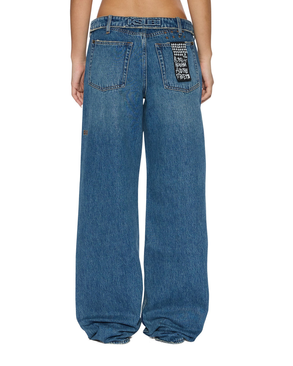 Womens Low Rider Flip Aged Relaxed Denim Jeans - Denim