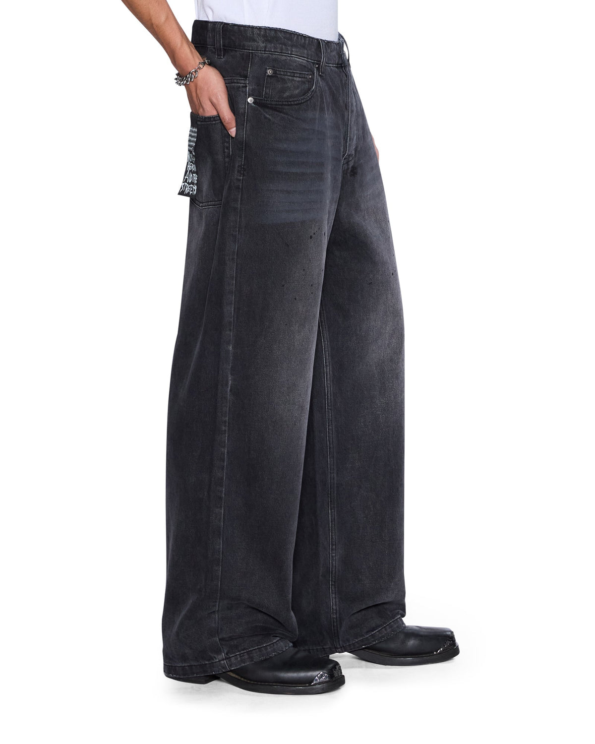 Mens Maxx Carbon Black Baggy Denim Jeans - Grey