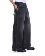 Mens Maxx Carbon Black Baggy Denim Jeans - Grey