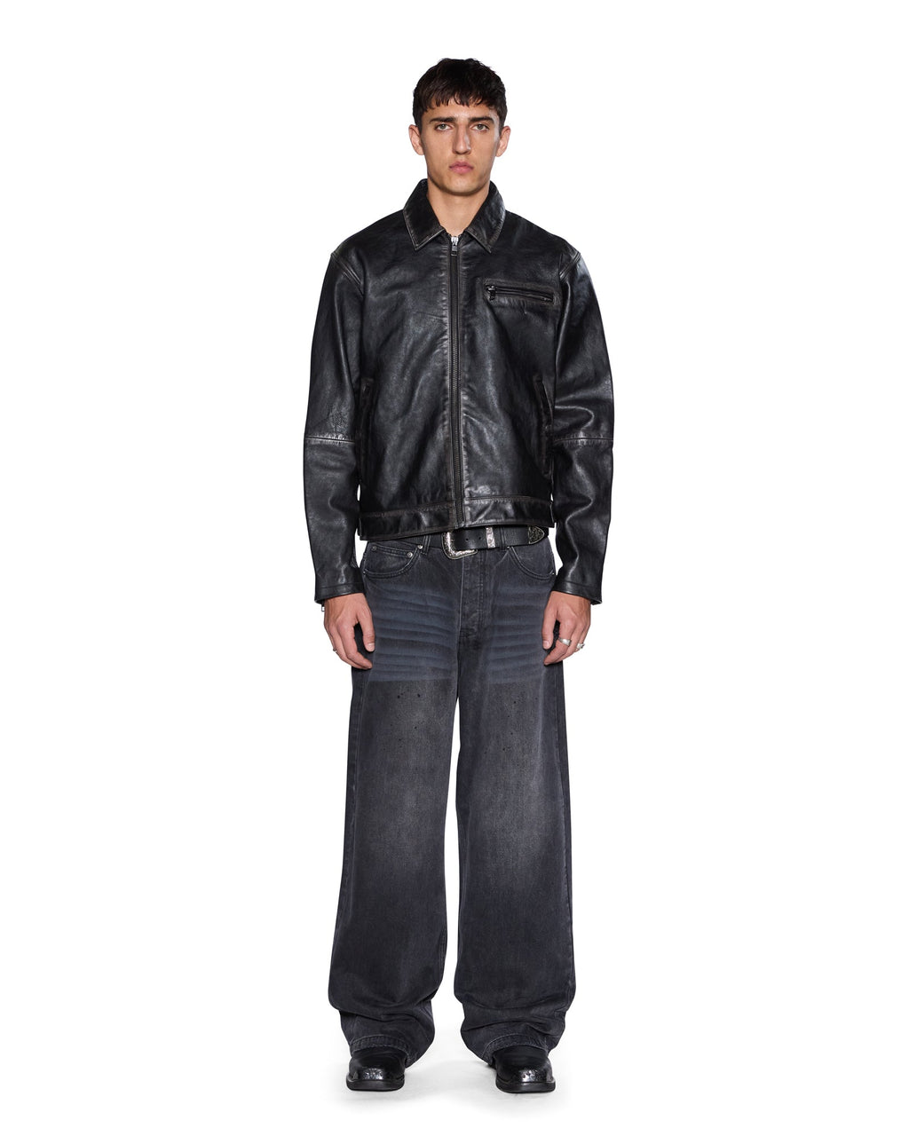 Mens Maxx Carbon Black Baggy Denim Jeans - Grey
