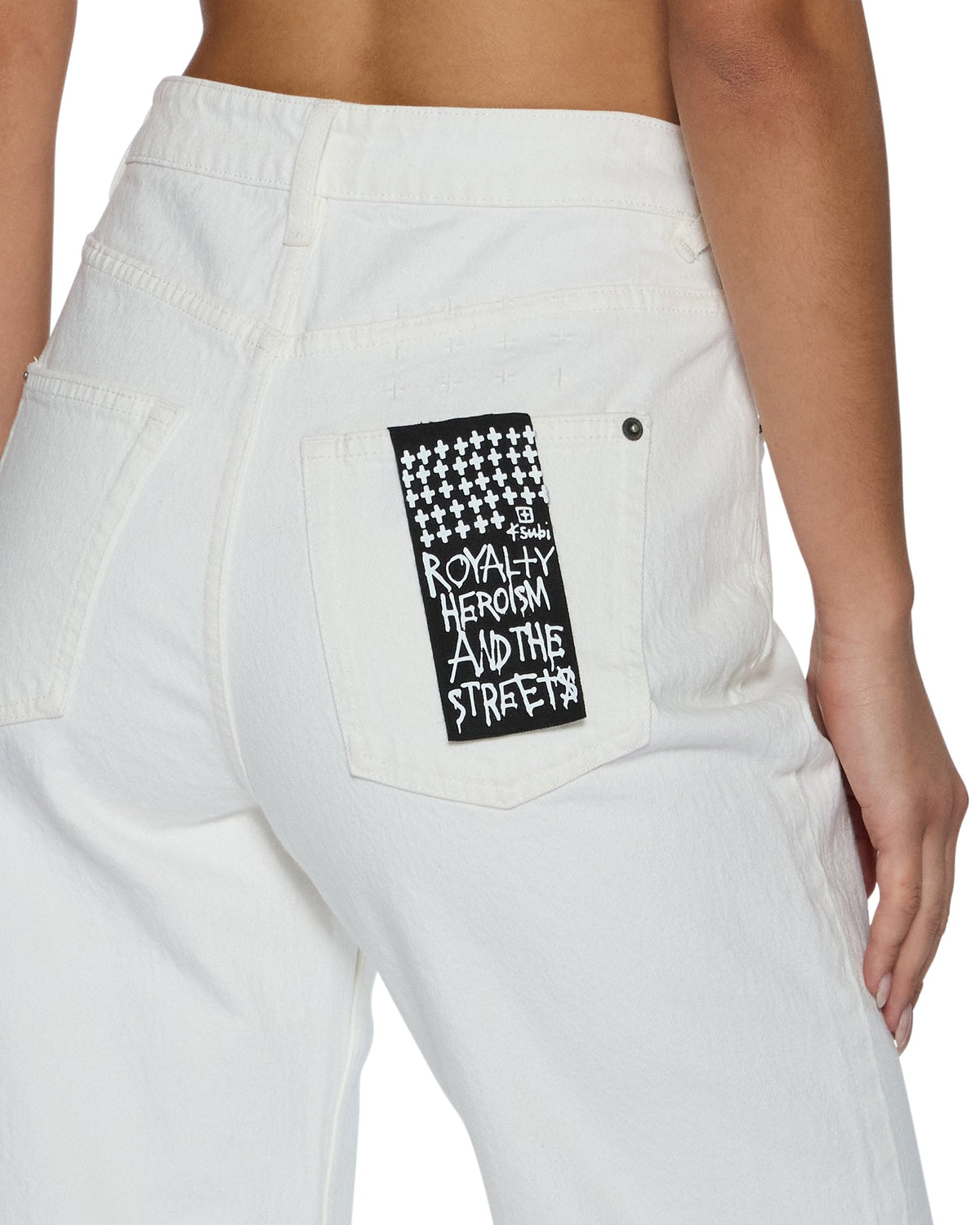 Womens Playback Splits Ecru Straight Denim Jeans - Beige