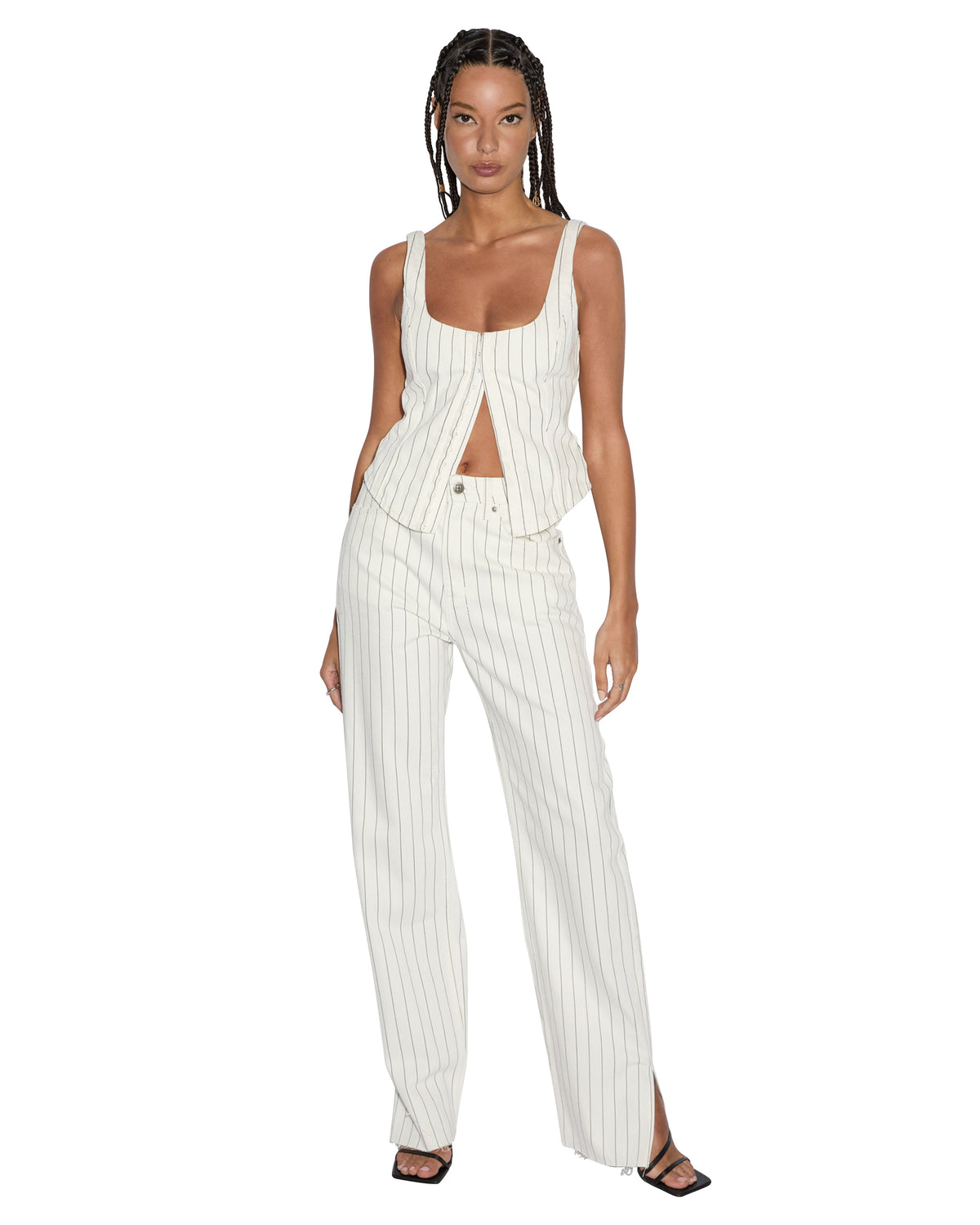 Womens Playback Prophetik Splits Straight Denim Jeans - White