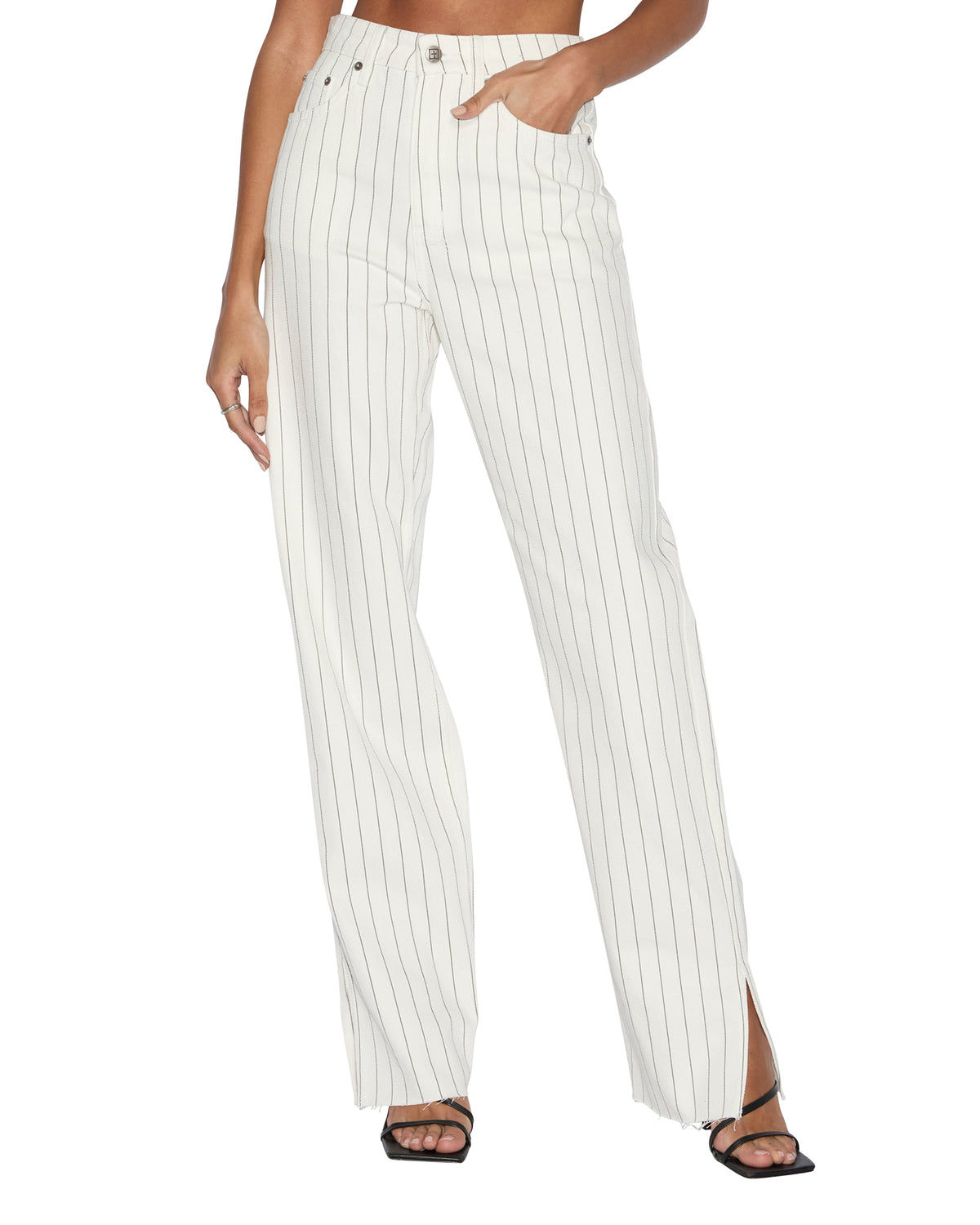 Womens Playback Prophetik Splits Straight Denim Jeans - White