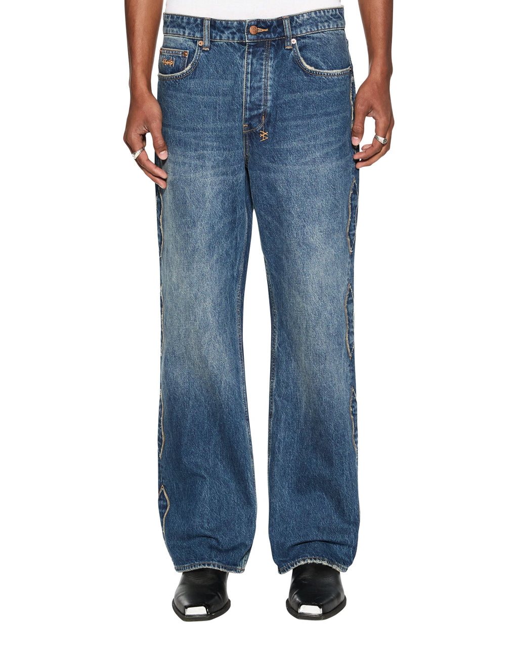Mens Roped Doubledown Bronko Antique Kraft Bootcut Denim Jeans - Denim