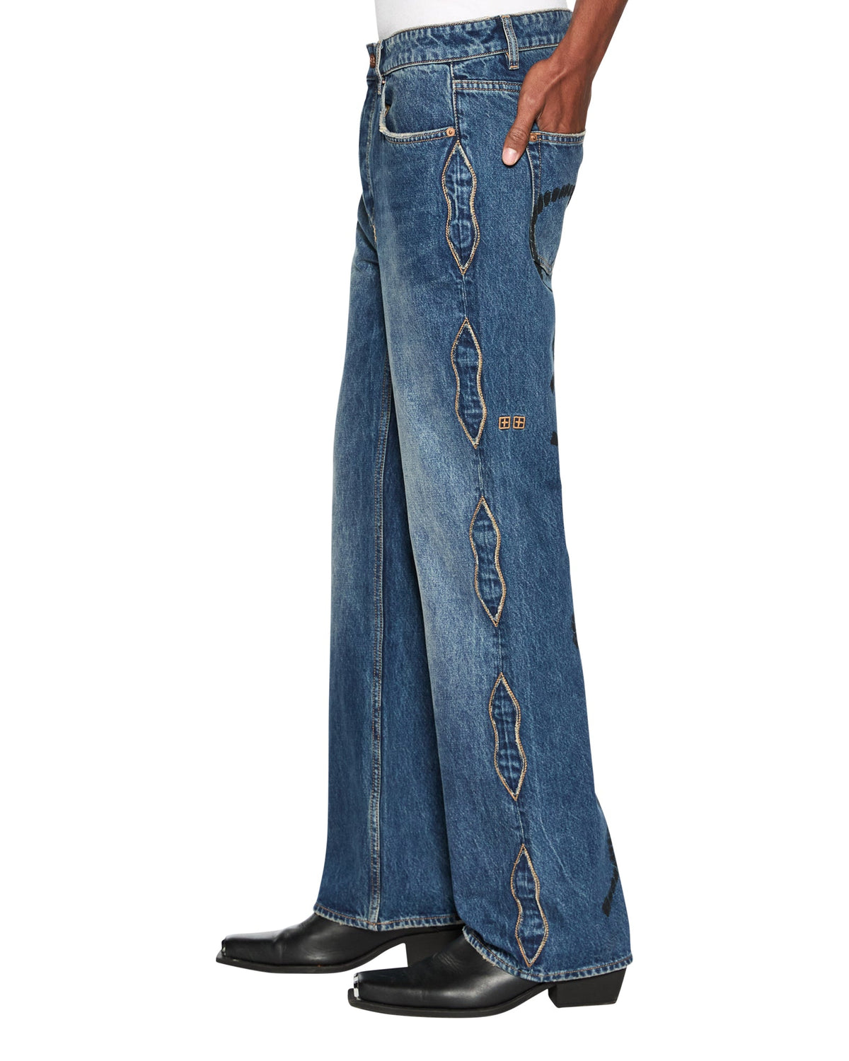 Mens Roped Doubledown Bronko Antique Kraft Bootcut Denim Jeans - Denim
