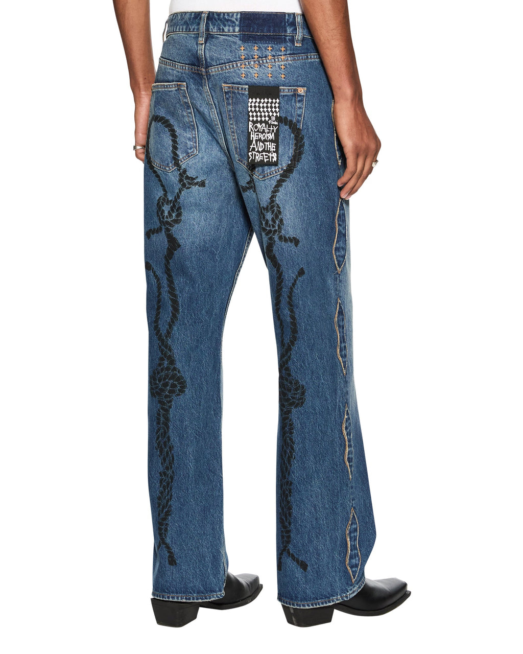 Mens Roped Doubledown Bronko Antique Kraft Bootcut Denim Jeans - Denim