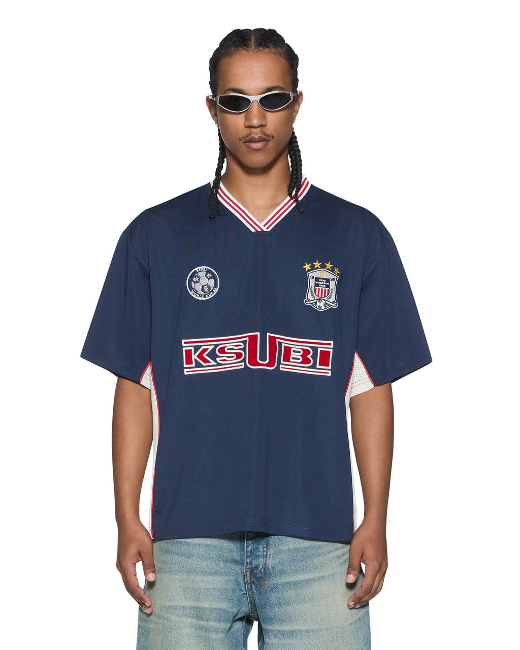 Mens Offside Ss Jersey Navy Relaxed Fashion Tops - Navy