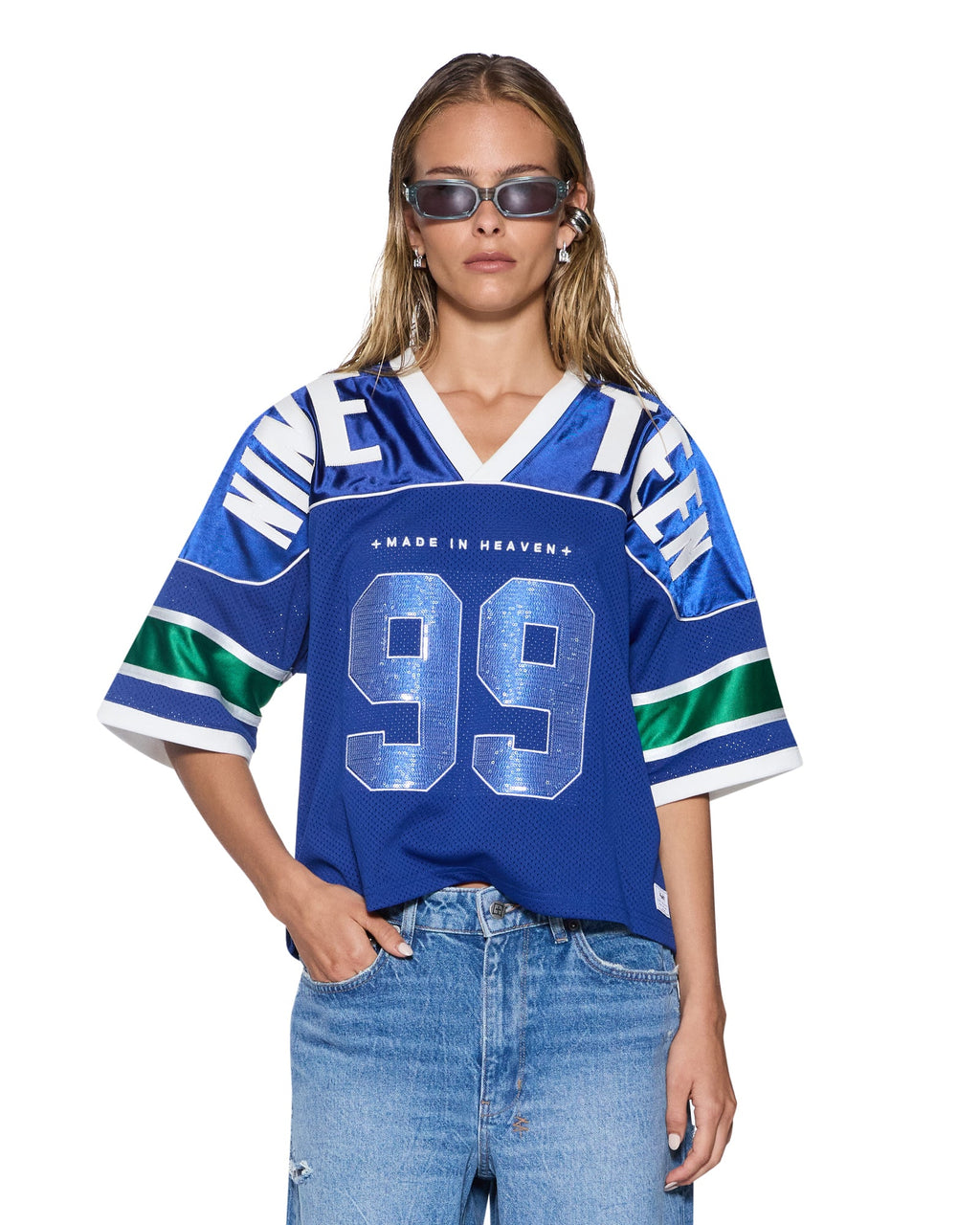 Womens 99 Spark Ss Jersey Blue Relaxed Fashion Tops