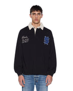 Mens Rugged Rugby Ls Jersey Black Fade Boxy Fashion Tops - Black