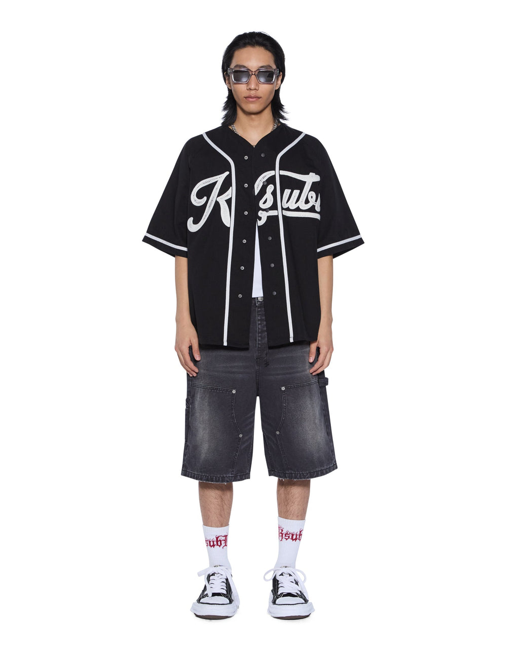 Mens Outfield Ss Jersey Black Oversized Fashion Tops - Black