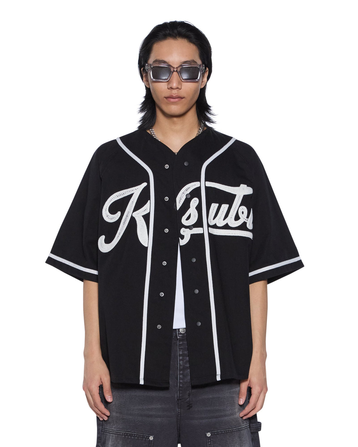 Mens Outfield Ss Jersey Black Oversized Fashion Tops - Black