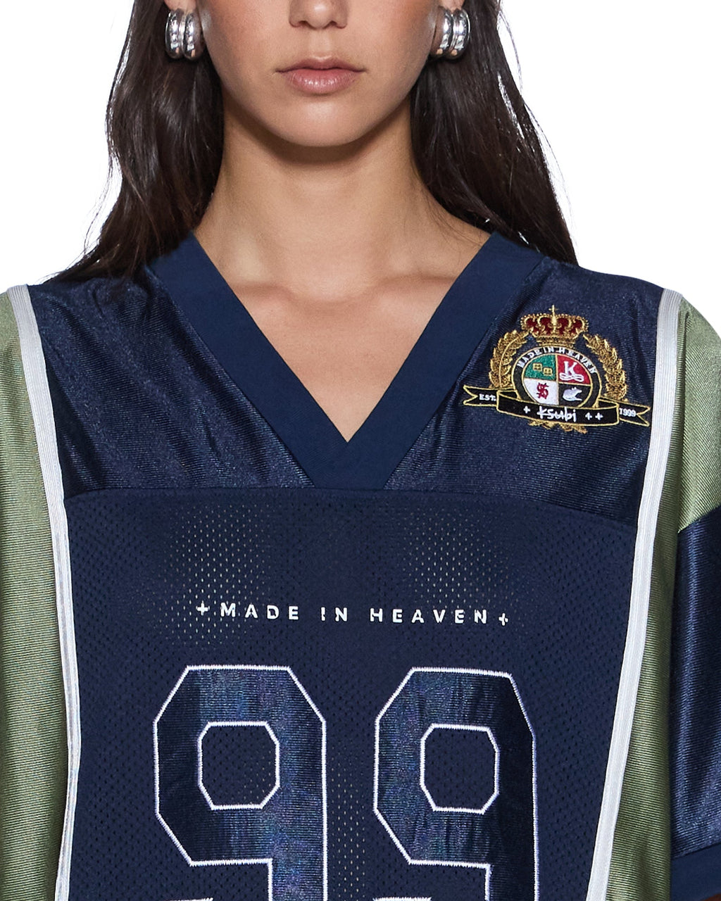 Womens Playoff Ss Jersey Navy Relaxed Fashion Tops - Navy