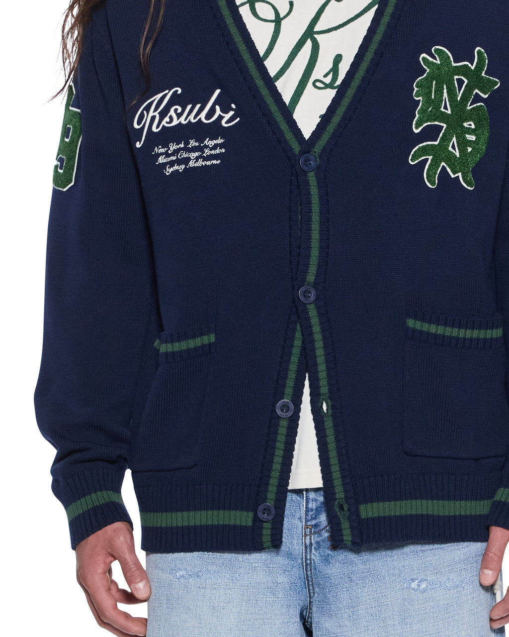Mens Playoff Cardigan Midnight Regular Knitwear - Navy