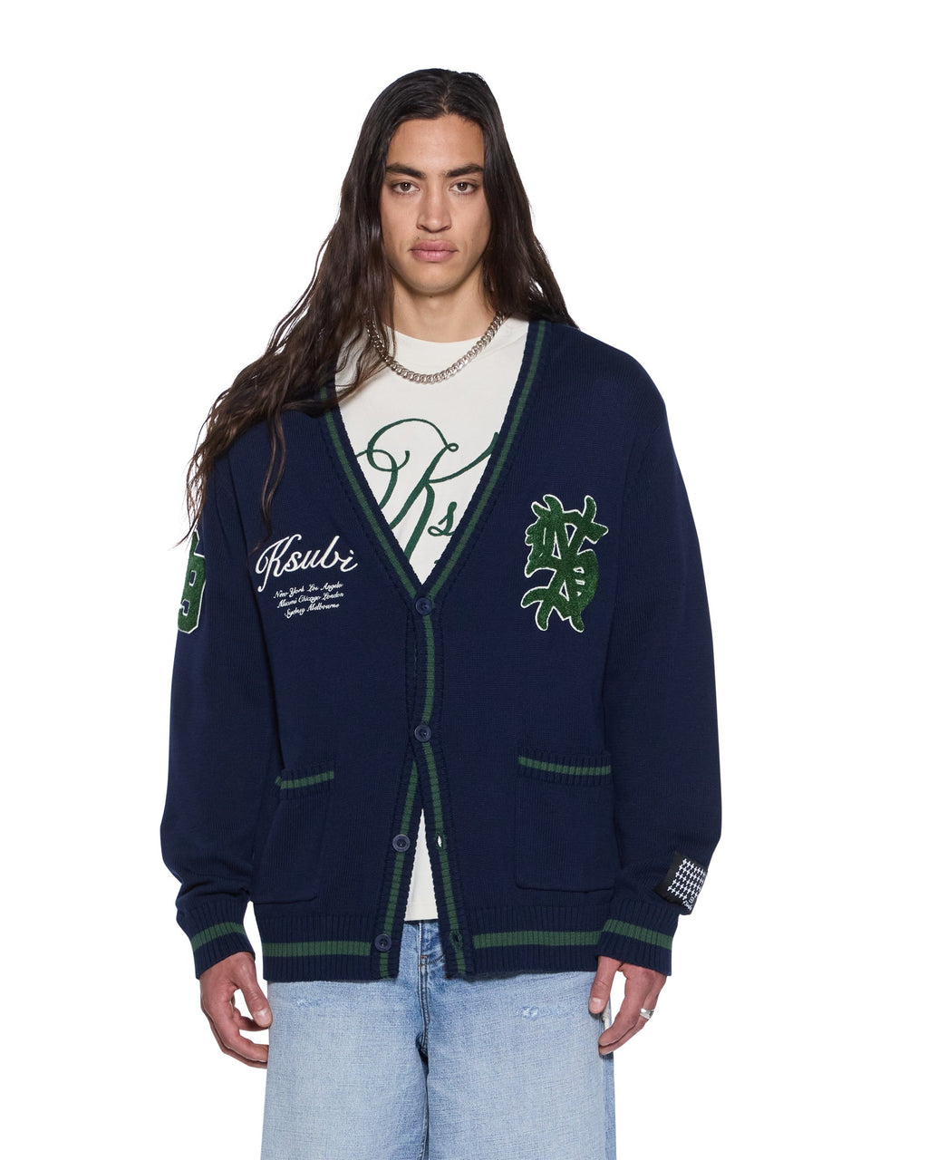 Mens Playoff Cardigan Midnight Regular Knitwear - Navy