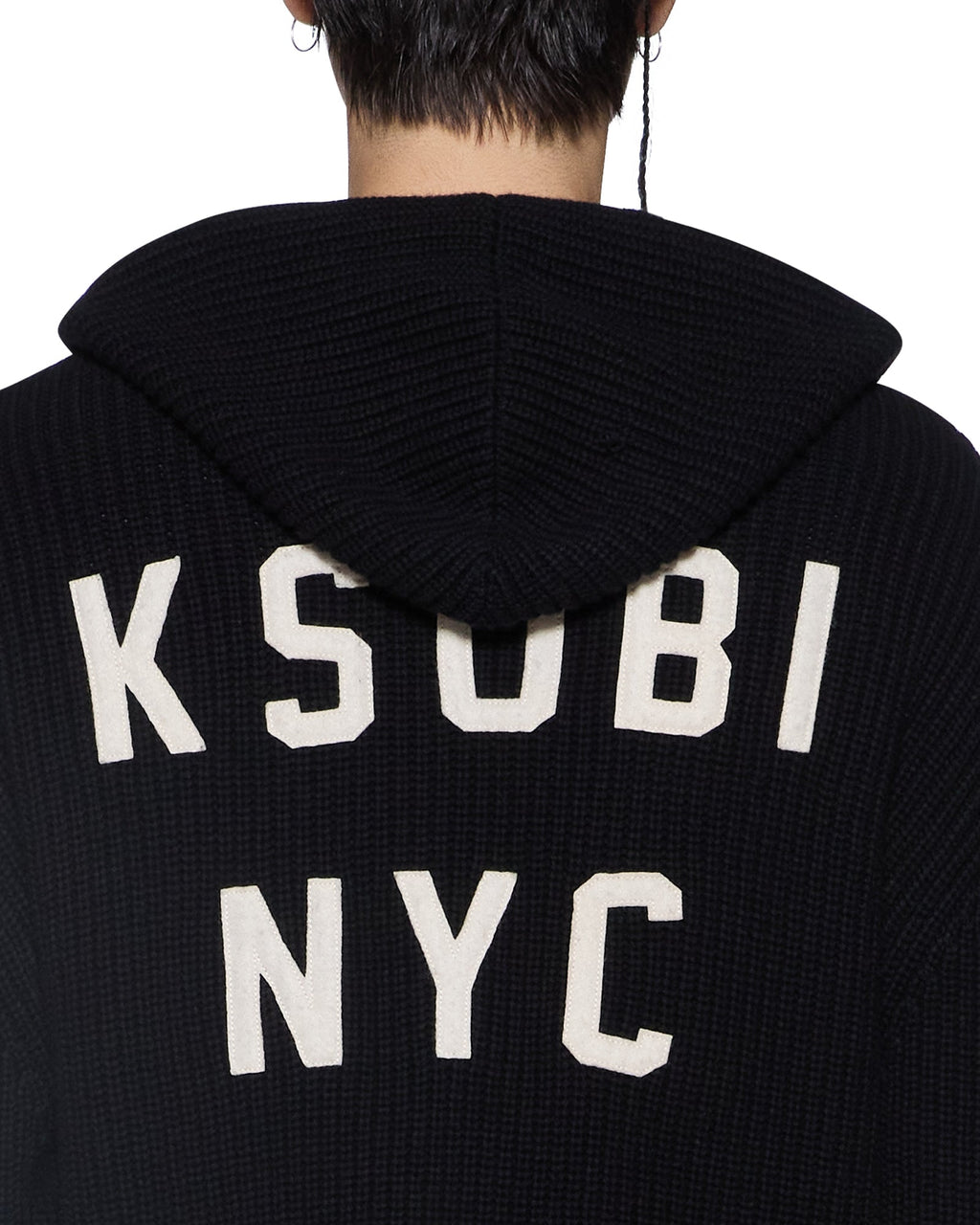 Mens Boxer Zip Knit Hoodie Midnight Regular Knitwear - Black