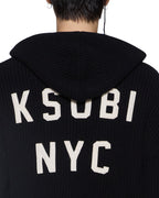 Mens Boxer Zip Knit Hoodie Midnight Regular Knitwear - Black