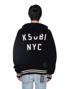 Mens Boxer Zip Knit Hoodie Midnight Regular Knitwear - Black