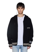 Mens Boxer Zip Knit Hoodie Midnight Regular Knitwear - Black
