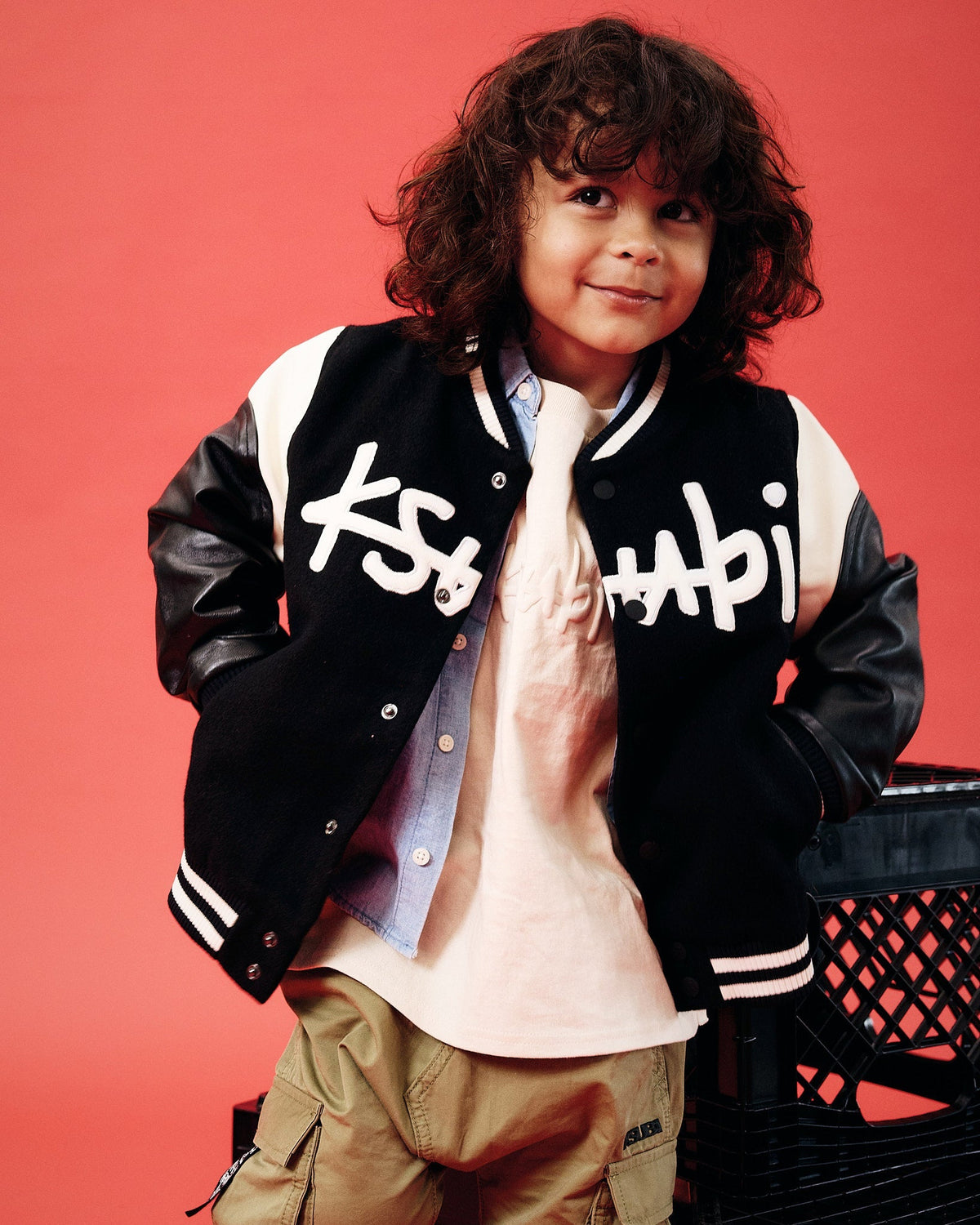 Kids 1999 Lil King Letterman Jacket Black Regular Jackets - Black And White