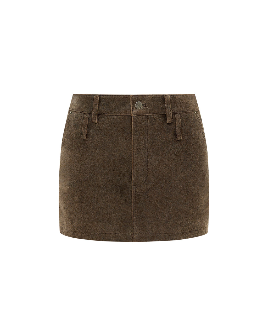 Womens Low Rider Mini Weathered Slim Skirts - Brown