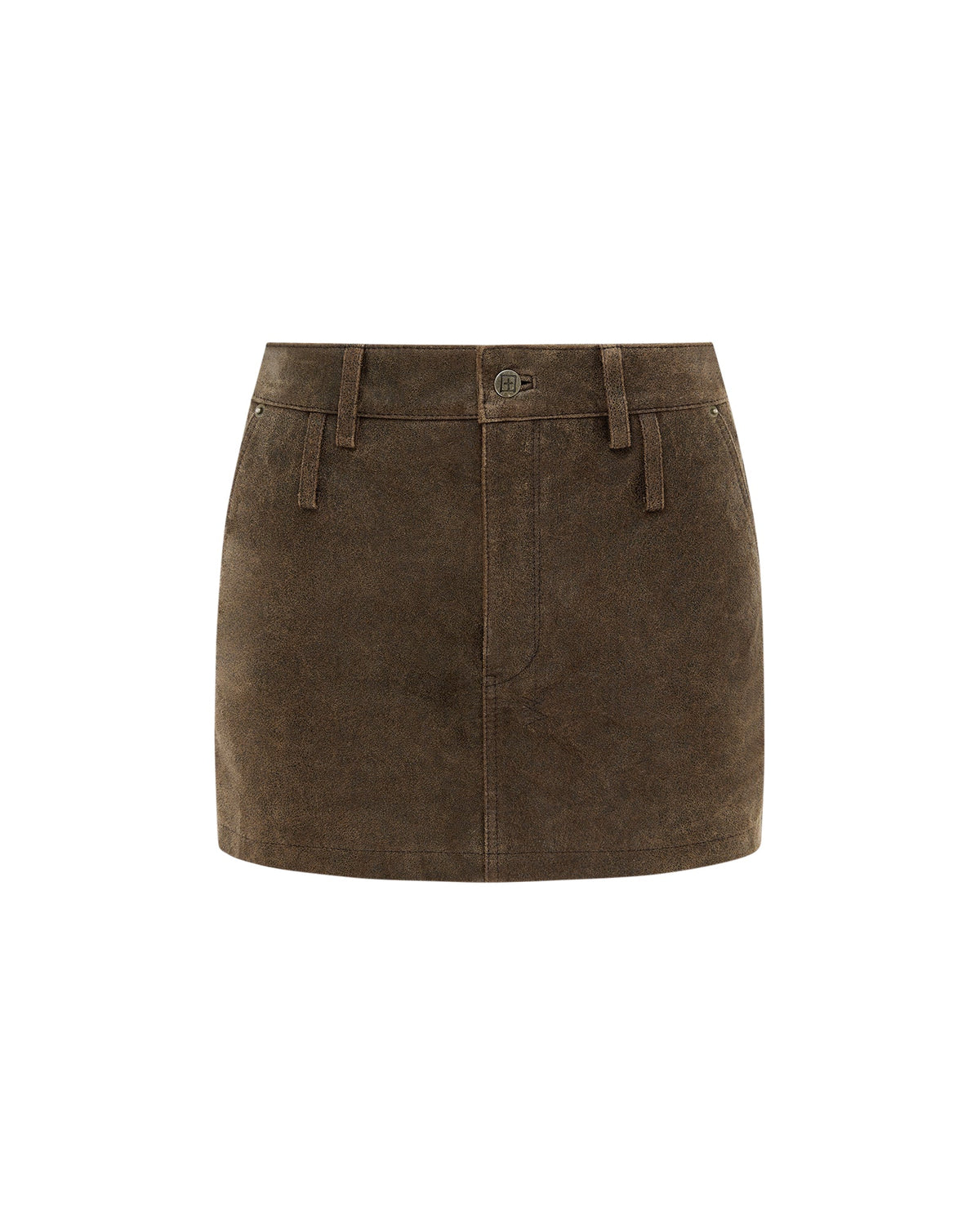 Womens Low Rider Mini Weathered Slim Skirts - Brown