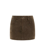 Womens Low Rider Mini Weathered Slim Skirts - Brown