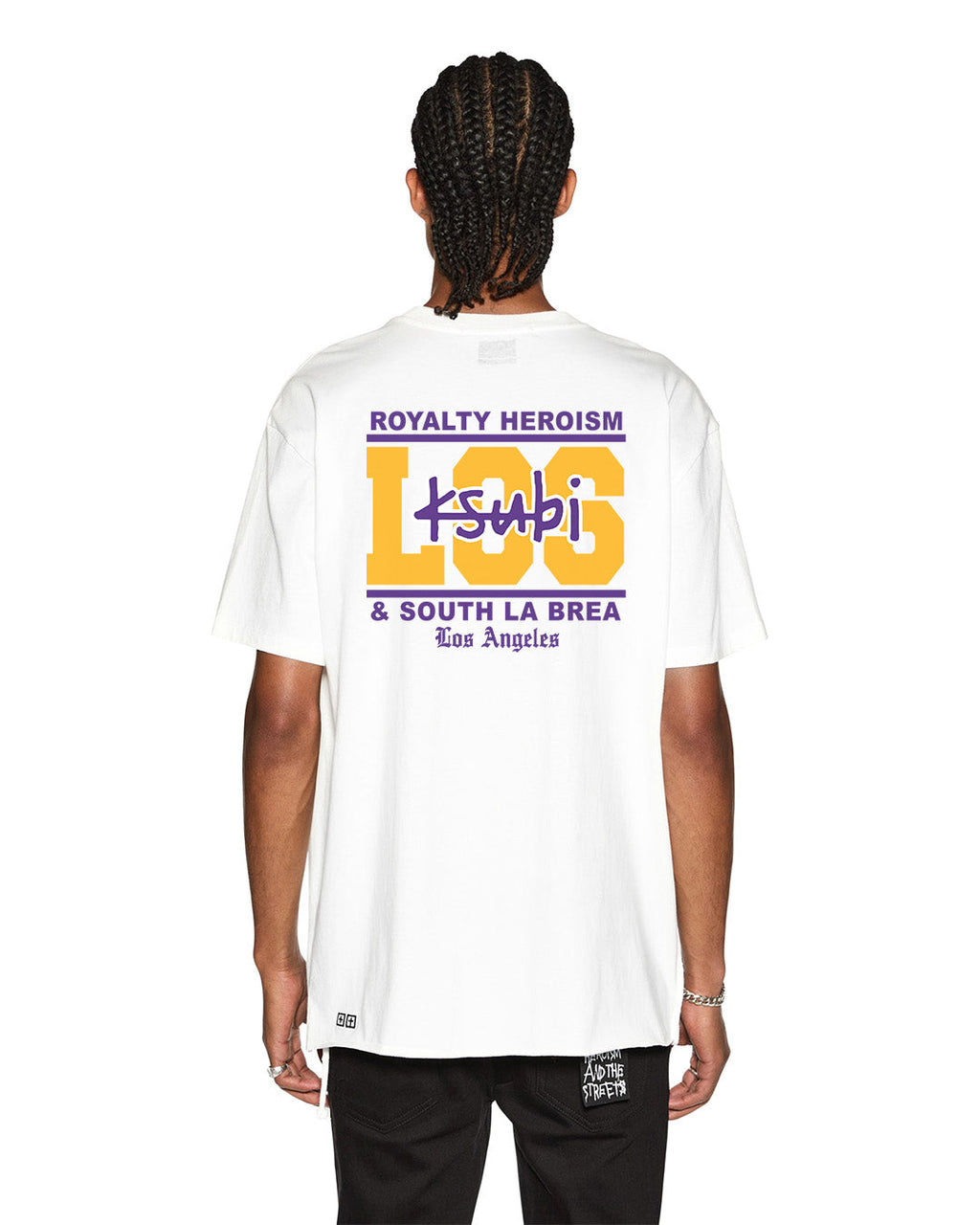 Mens La And The Streets Ss Biggie Tee White Oversized Tees - White