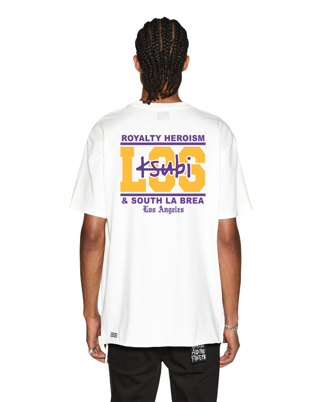 Mens La And The Streets Ss Biggie Tee White Oversized Tees - White