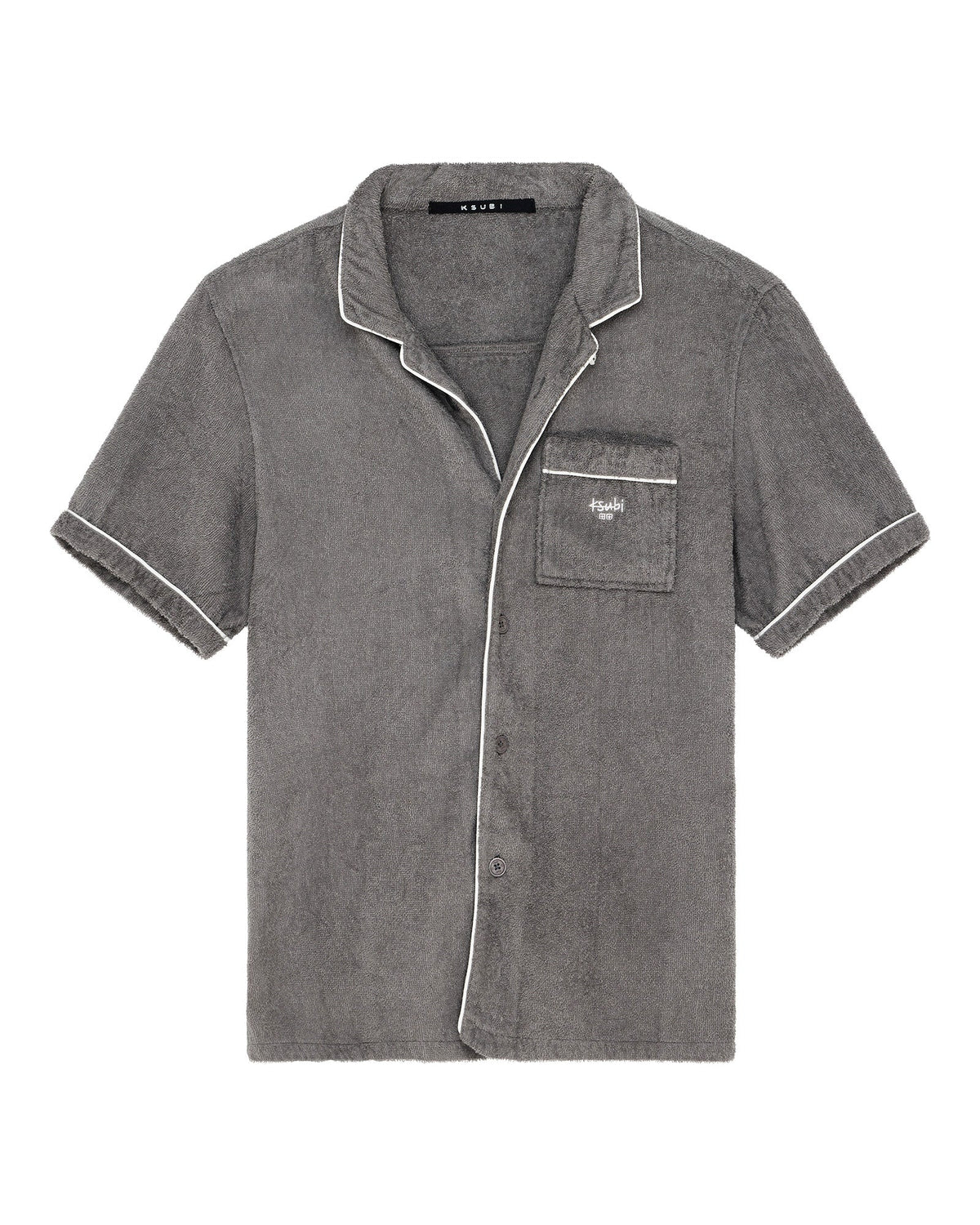 Mens Lounge Ss Resort Shirt Charcoal Regular Shirts - Grey