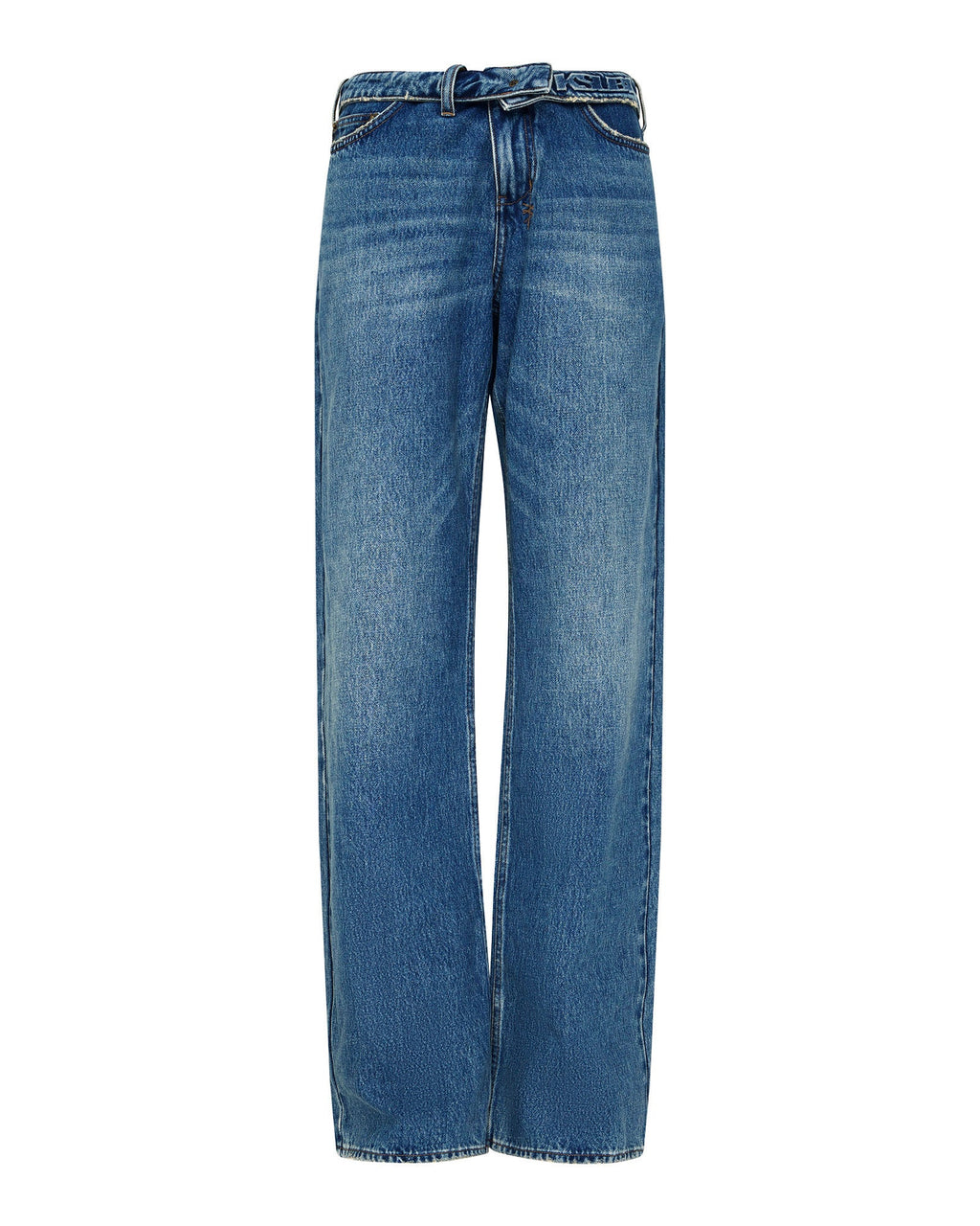 Womens Low Rider Flip Aged Relaxed Denim Jeans - Denim