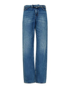Womens Low Rider Flip Aged Relaxed Denim Jeans - Denim