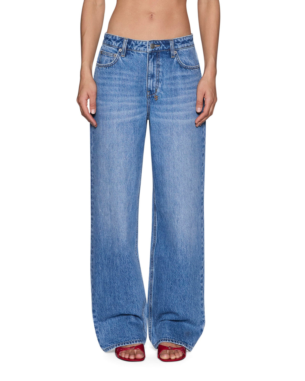 Womens Low Rider Krown Blue Relaxed Straight Denim Jeans - Denim