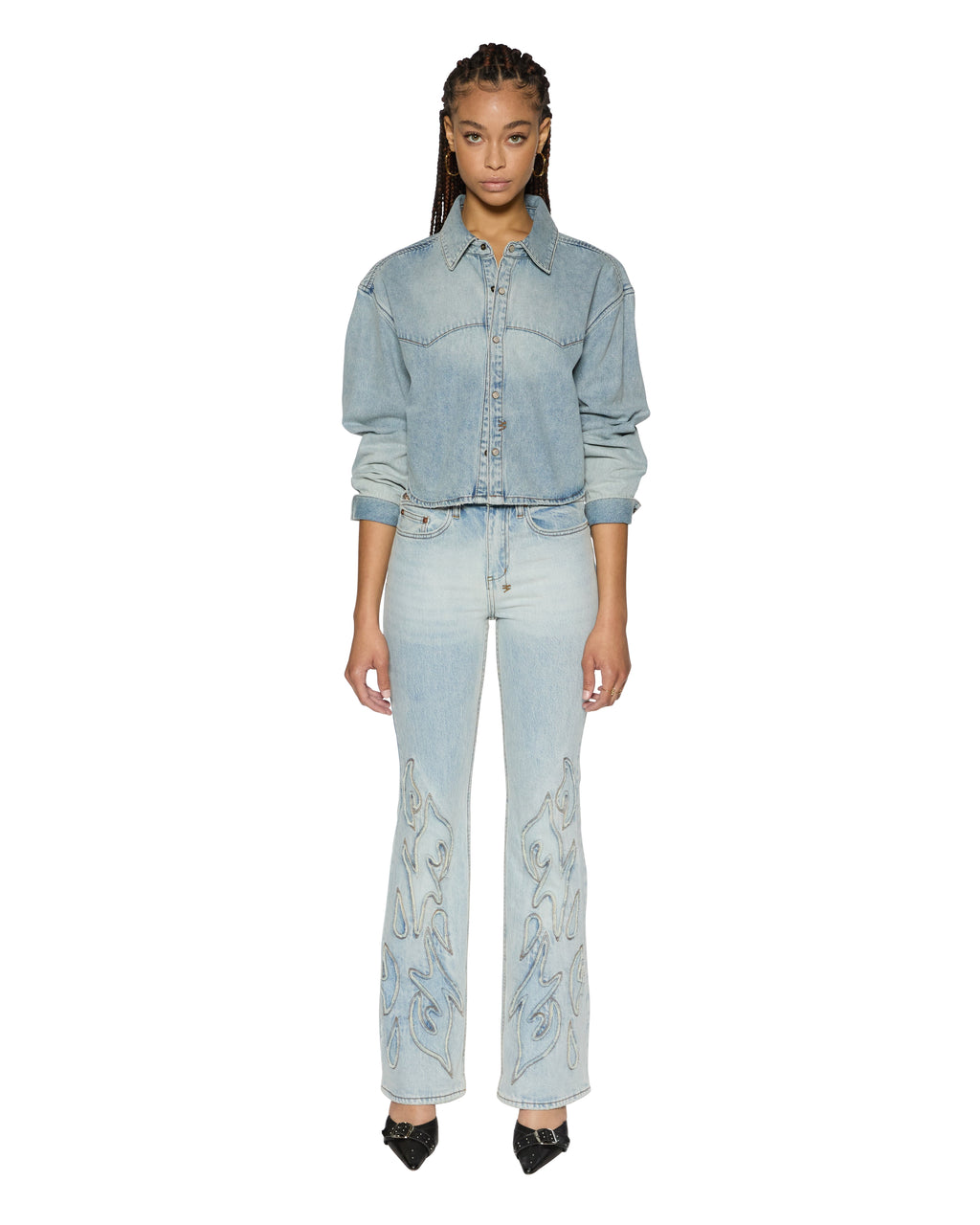 Womens Alabama Crop Ls Shirt Paragon Cropped Shirts - Denim